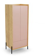 Halmar Mobius 2D, přírodní hikora / starorůžová, lamino - Šatní skříň