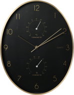H&L Nástěnné hodiny Multifunkční 345 mm, zlatý rám, černé - Wall Clock