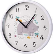 H&L Dětské nástěnné hodiny 22,5 cm Hroch, bílý rám - Wall Clock