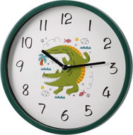 H&L Dětské nástěnné hodiny 22,5 cm Krokodýl, zelený rám - Wall Clock