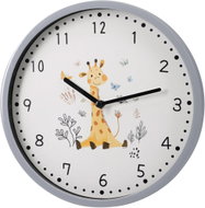 H&L Dětské nástěnné hodiny 22,5 cm Žirafa, šedý rám - Wall Clock