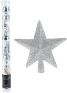 H&L Set silver Christmas tree topper + set of ornaments diameter 3 cm, 9 pcs, silver - Christmas Ornaments