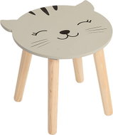 H&L dětská stolička dřevěná, Kočka, 28 × 27 cm, šedá - Stool