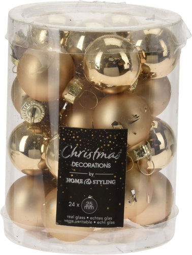 H&L Christmas decorations - balls, gold, diameter 2,5 cm, 24 pcs - Christmas Ornaments - Main image