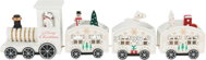 H&L Vánoční dřevěný svítící LED vláček 33,5 cm, bílý - Christmas Decoration