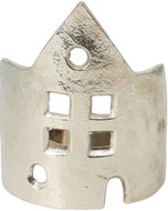 H&L Stříbrný svícen Domek Špičatý na čajovou svíčku, 9 × 5 × 11 cm, vánoční - Christmas Decoration