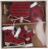 H&L Sada vánočních dekorací 10ks, červená, textil, dřevo - Karácsonyi díszítés