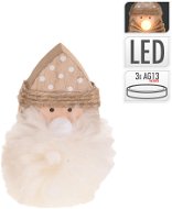 H&L Vianočná postava s LED, drevo, škriatok biely - Vianočné osvetlenie
