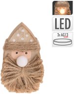 H&L Vánoční postava s LED, dřevo, skřítek přírodní - Vánoční osvětlení
