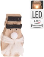 H&L Vianočná postava s LED, drevo, snehuliak biely - Vianočné osvetlenie