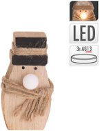 H&L Vianočná postava s LED, drevo, snehuliak prírodný - Vianočné osvetlenie
