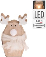 H&L Vánoční postava s LED, dřevo, sob bílý - Karácsonyi világítás