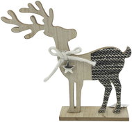 H&L Sob dřevěný s kožíškem, (28x16x5cm), hnědá, varianta 2 - Vánoční dekorace