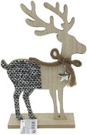 H&L Sob drevený s kožúškom, (28 × 16 × 5 cm), hnedá, variant 1 - Vianočná dekorácia