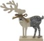 H&L Sob drevený s kožúškom, (28 × 16 × 5 cm), sivá, variant 2 - Vianočná dekorácia