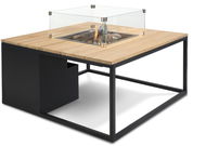 COSI- Cosiloft 100 Gas Fire Pit Table Black Frame / Wooden Top - Garden Table