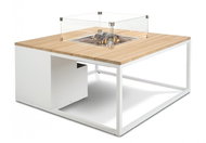 COSI- Cosiloft 100 Gas Fire Pit Table White Frame / Wooden Top - Garden Table