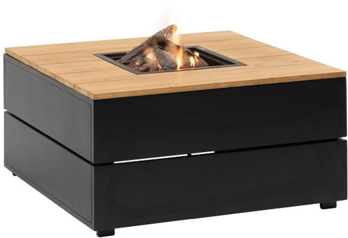 COSI- Cosipure 100 Gas Fire Pit Table Black Frame / Wooden Top - Garden Table - Main image