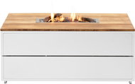 COSI- Cosipure 120 Gas Fire Pit Table White Frame / Wooden Top - Garden Table