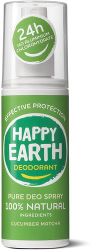 HAPPY EARTH Přírodní Deodorant Sprej Okurka & Matcha, 100 ml - Deodorant - Main image