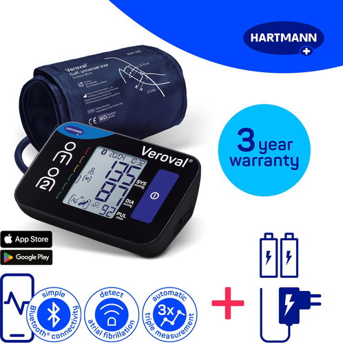 HARTMANN Veroval Compact + Connect with AFIB and Bluetooth connection + adapter (set), 3 years warra - Pressure Monitor - Main image