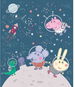 Fototapeta 3dílná, PEPPA PIG SPACE FTD3P5173, 225 x 270 cm - Fototapeta