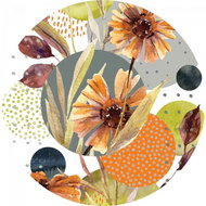Samolepicí dekorace kulatá,  Flowers And Shapes CR3219, 70 x 70 cm - Self-Adhesive Decoration