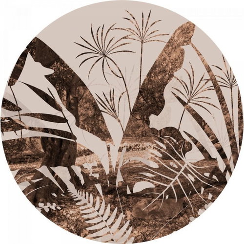 Samolepicí dekorace kulatá,  Floral Grunge CR3226, 70 x 70 cm - Self-Adhesive Decoration - Main image
