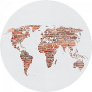 Samolepicí dekorace kulatá,  Brick Worldmap CR3230, 70 x 70 cm - Self-Adhesive Decoration