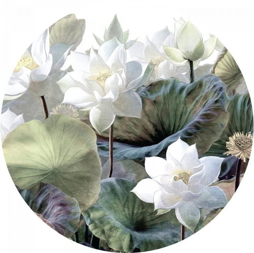 Samolepicí dekorace kulatá,  Embossed Flowers CR3234, 70 x 70 cm - Self-Adhesive Decoration - Main image