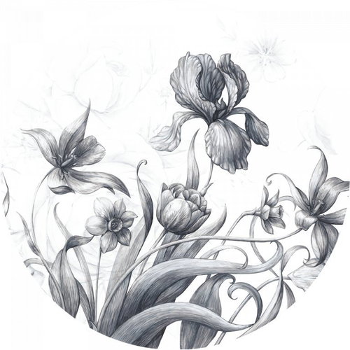 Samolepicí dekorace kulatá,  Vintage Flowers CR3312, 140 x 140 cm - Self-Adhesive Decoration - Main image