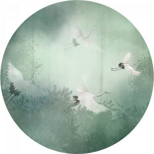 Samolepicí dekorace kulatá,  Cranes  CR3332, 140 x 140 cm - Self-Adhesive Decoration - Main image