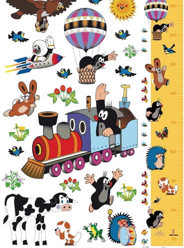 DK1790 Self-adhesive Decoration Little Mole ON BIG TRAIN 65 x 85cm - Self-Adhesive Decoration - Main image