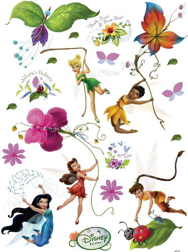 DK883 Self-adhesive Decoration FAIRIES & FLOWER 65 x 85cm - Self-Adhesive Decoration - Main image