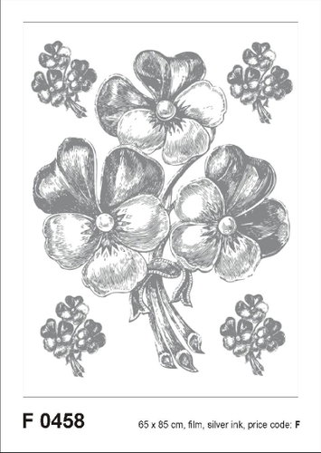 F0458 Self-adhesive Decoration BUNCH SILVER 65 x 85cm - Self-Adhesive Decoration - Main image