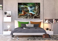 AG Design 1 piece Wall Mural TIGER & WATERWALL FTNM 2652, 160 x 110cm Fleece - Photo Wallpaper