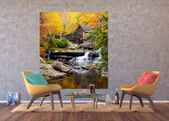 AG Design 2-piece Wall Mural WATER MILL FTNXL 2503, 180 x 202cm Fleece - Photo Wallpaper
