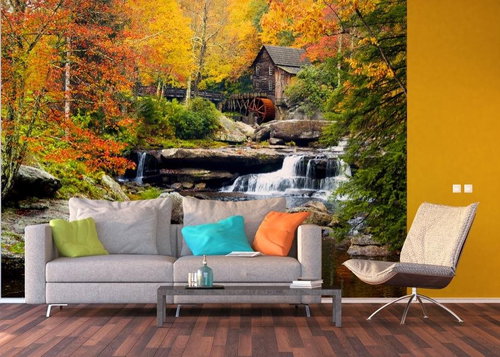 AG Design 4-piece Wall Mural AUTUMN MILL FTNXXL 1116, 360 x 270cm Fleece - Photo Wallpaper - Main image