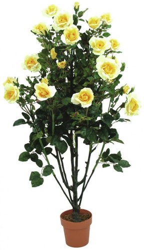 Rose bush in pot, yellow, 140 cm - Artificial Tree - Main image
