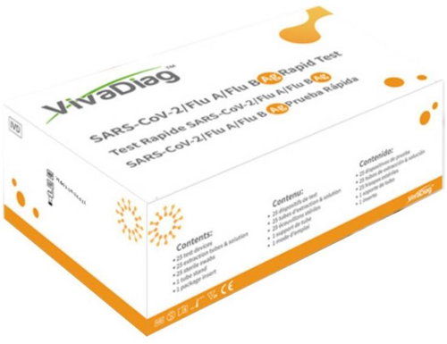 VivaDiag Antigen test 3in1 Influenza A/B/SARS-CoV-2, swab test 25 pcs - Home Test - Main image