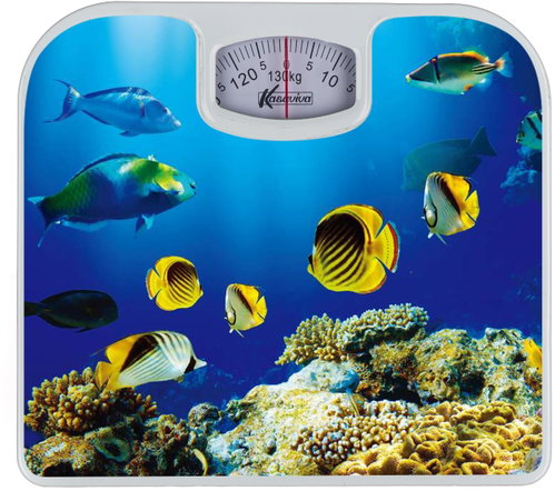 PRETTY UP Personal mechanical scale PU-04, 130 kg, blue with decoration - Bathroom Scale - Main image