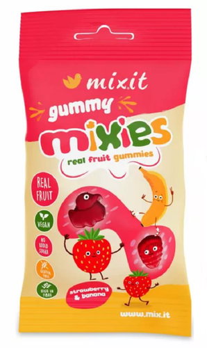 MIXIT Fruit Mixies natural jelly candy strawberry & banana 35 g - Healthy Crisps - Main image