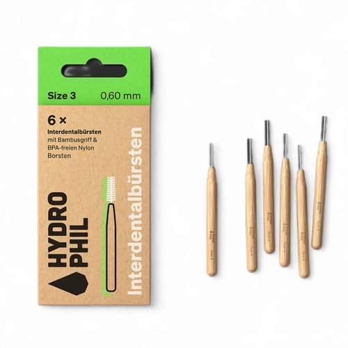 Hydrophil Bamboo interdental toothbrush 6 pcs, 0,6 mm - Interdental Brush - Main image
