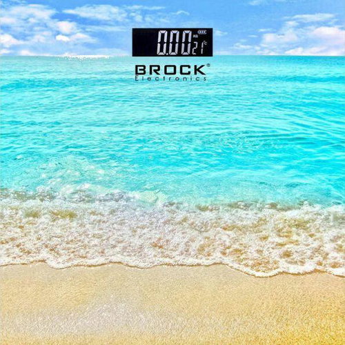 Brock Personal scale, digital, max 180 kg, with thermometer, 2 AAA batteries, beach motif - Bathroom Scale - Main image