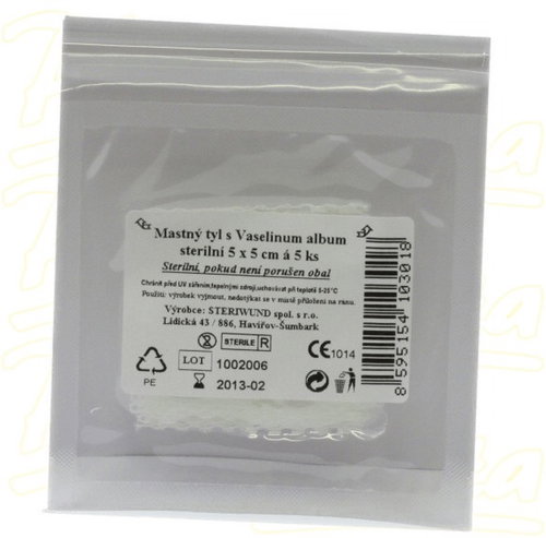 Steriwund Sterile Gauze Dressing with Ointment 5 × 5cm 5 pcs - Paraffin Gauze Dressings - Main image