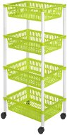 HEIDRUN Polc kerekeken 40 × 30 × 89 cm kosár zöld, 4 szintes, műanyag - Kocsi