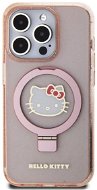 Hello Kitty IML Ringstand Glitter Kitty Head Logo MagSafe Zadný Kryt na iPhone 15 Pro Max Pink - Kryt na mobil