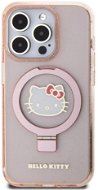 Hello Kitty IML Ringstand Glitter Kitty Head Logo MagSafe Zadný Kryt na iPhone 15 Pro Pink - Kryt na mobil