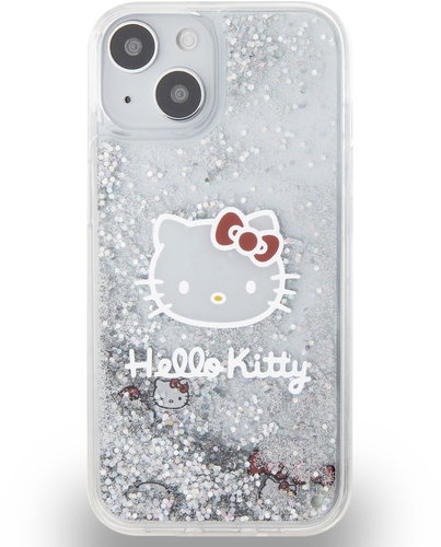 Hello Kitty Liquid Glitter Electroplating Head Logo Back Cover for iPhone 13 Transparent - Phone Cover - Main image