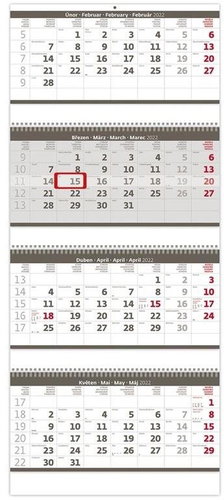 HELMA Four-month Folded Grey 2022 - Wall Calendar - Main image